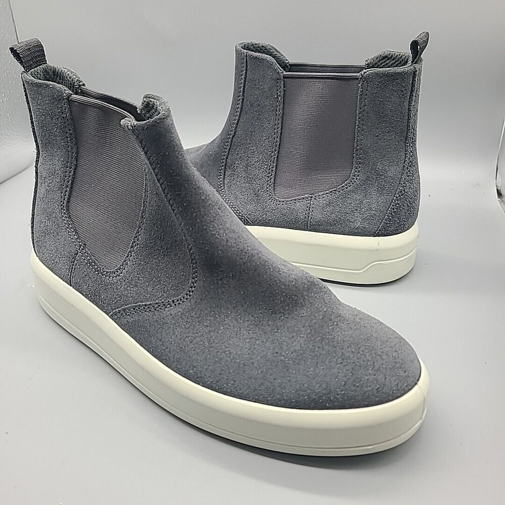 ECCO SOFT 9 Sz 8-8.5/ 39 Chelsea Boot Women Gray Suede Ankle Comfort Bootie new